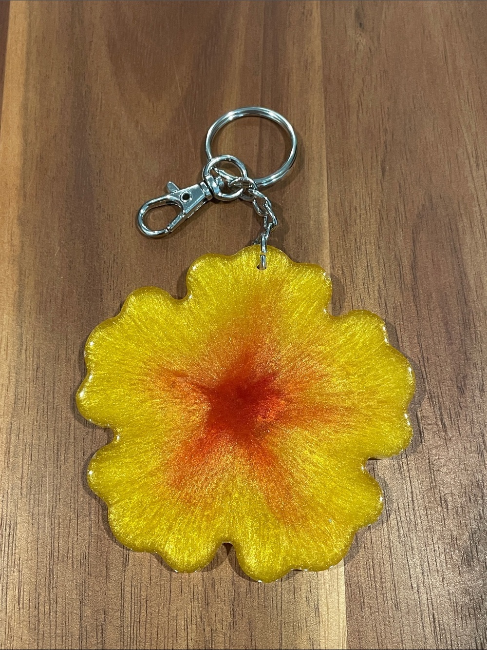 Handmade Yellow & Orange Flower Resin Keychain/Bag Charm